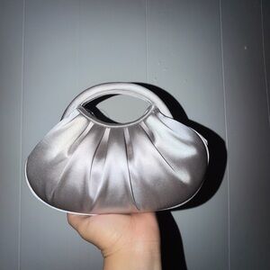 Women Satin Elegant Silver Handbag